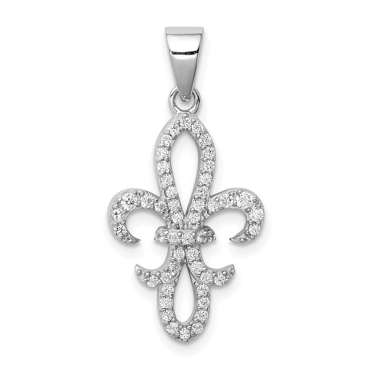 Lovely Rita's Pendants & Charms Silver Polished Finish C.Z Fleur de Lis Charm