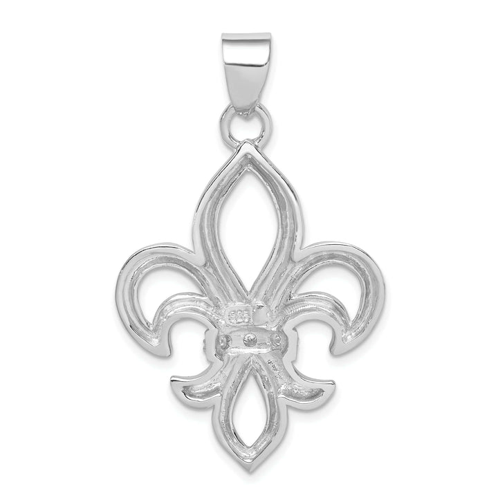 Lovely Rita's Pendants & Charms Silver Polished Finish C.Z Fleur de Lis Charm