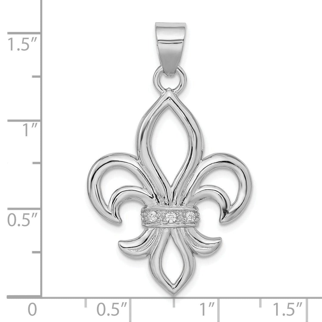 Lovely Rita's Pendants & Charms Silver Polished Finish C.Z Fleur de Lis Charm