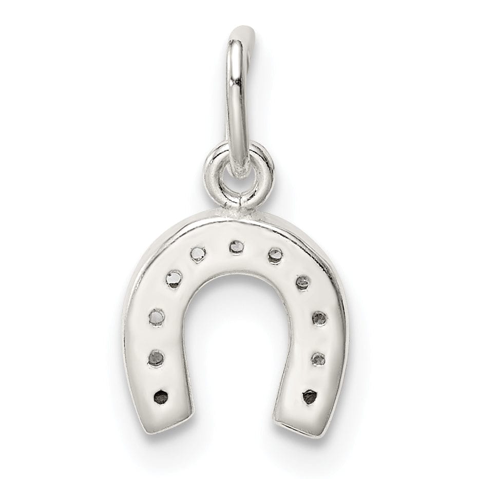 Lovely Rita's Pendants & Charms Silver Polished Finish C.Z Horseshoe Charm