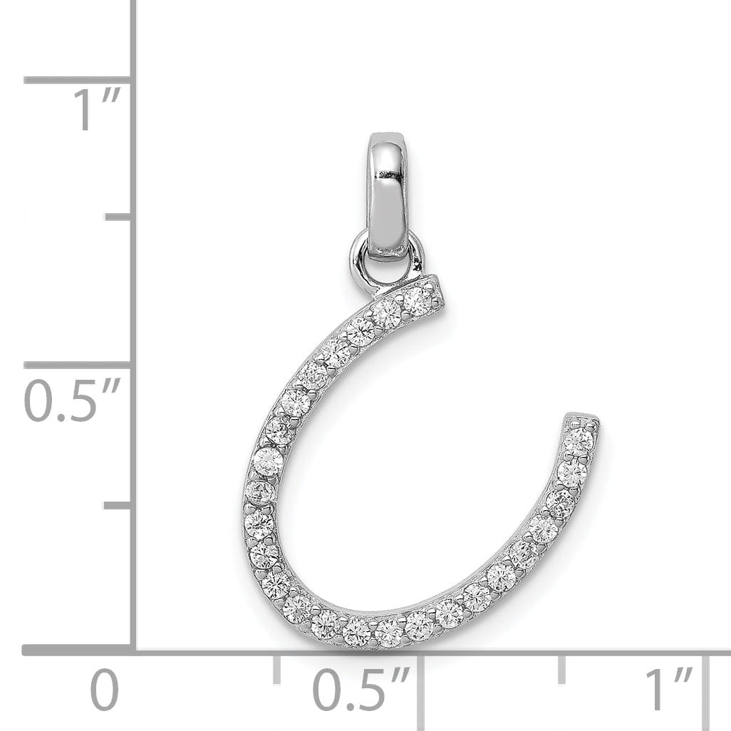 Lovely Rita's Pendants & Charms Silver Polished Finish C.Z Horseshoe Charm