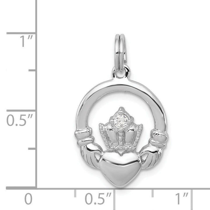 Lovely Rita's Pendants & Charms Silver Polished Finish C.Z Irish Claddagh Charm