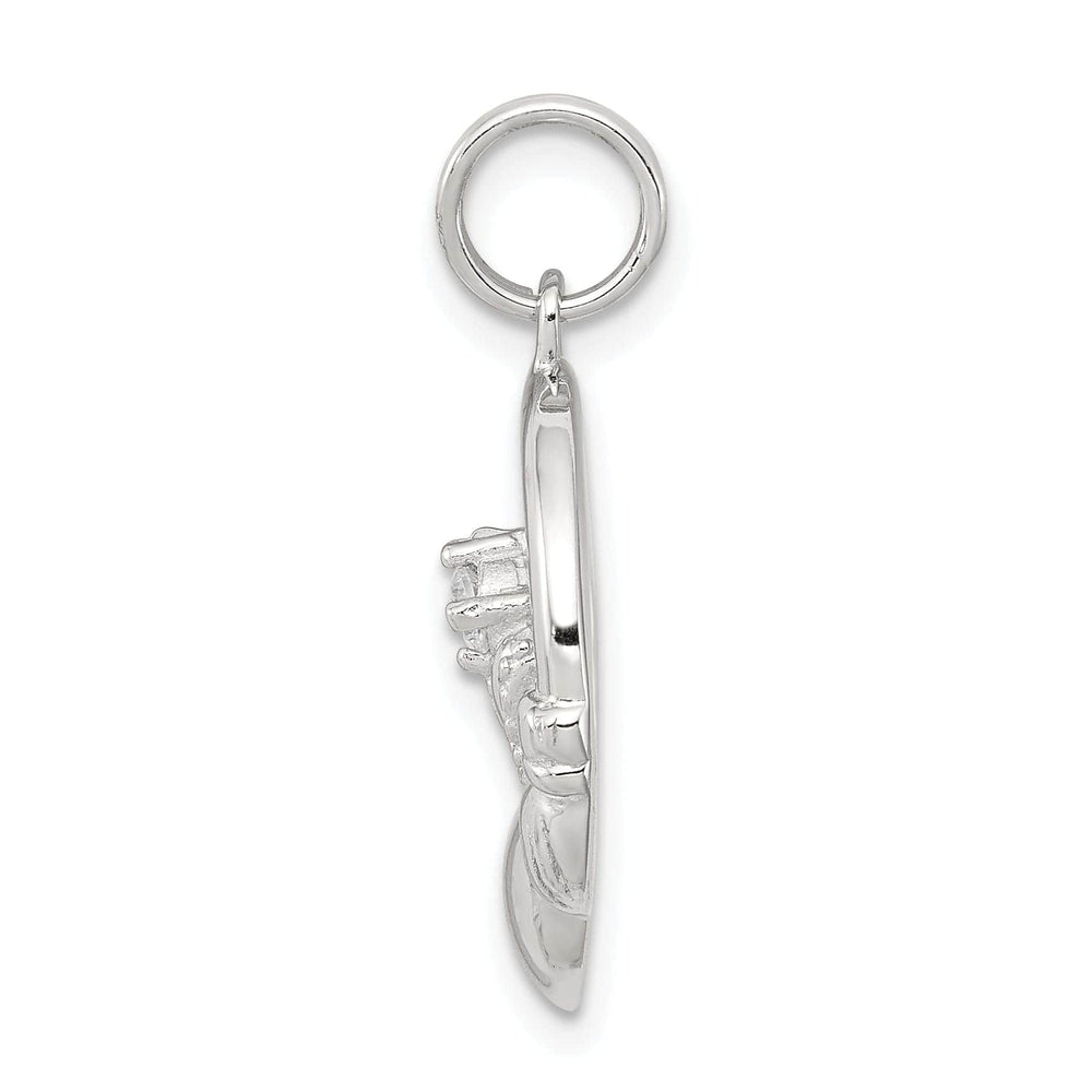 Lovely Rita's Pendants & Charms Silver Polished Finish C.Z Irish Claddagh Charm