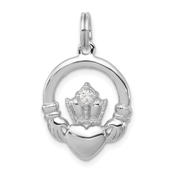 Lovely Rita's Pendants & Charms Silver Polished Finish C.Z Irish Claddagh Charm