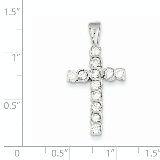 Lovely Rita's Pendants & Charms Silver Polished Finish C.Z Latin Cross Pendant