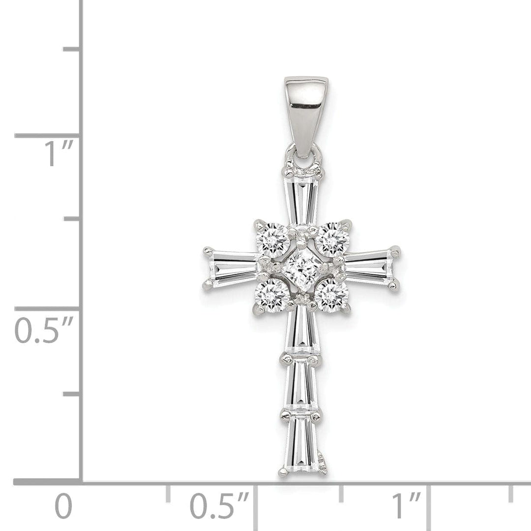 Lovely Rita's Pendants & Charms Silver Polished Finish C.Z Latin Cross Pendant