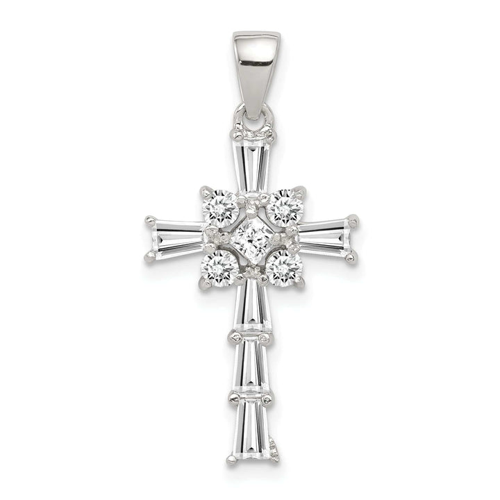 Lovely Rita's Pendants & Charms Silver Polished Finish C.Z Latin Cross Pendant