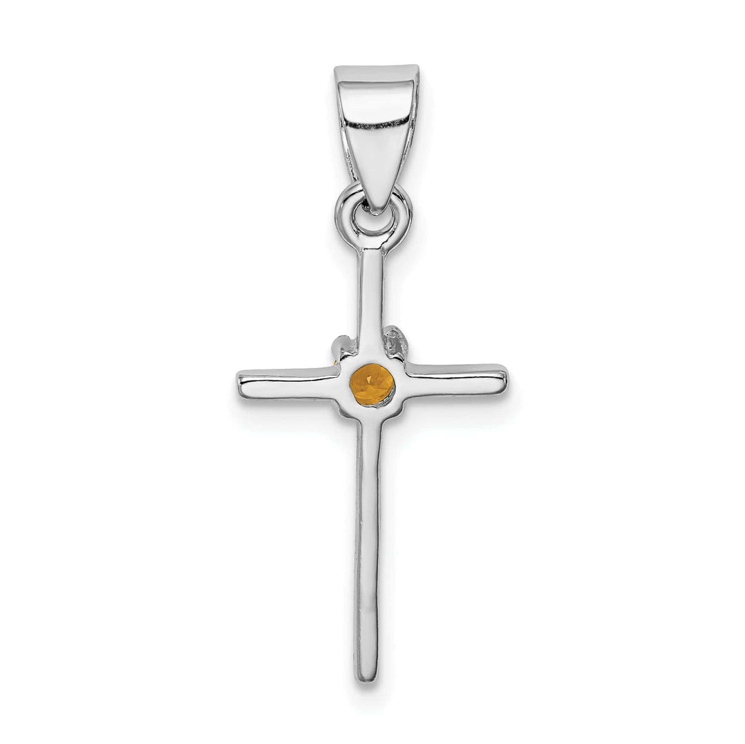 Lovely Rita's Pendants & Charms Silver Polished Finish Citrine Cross Pendant