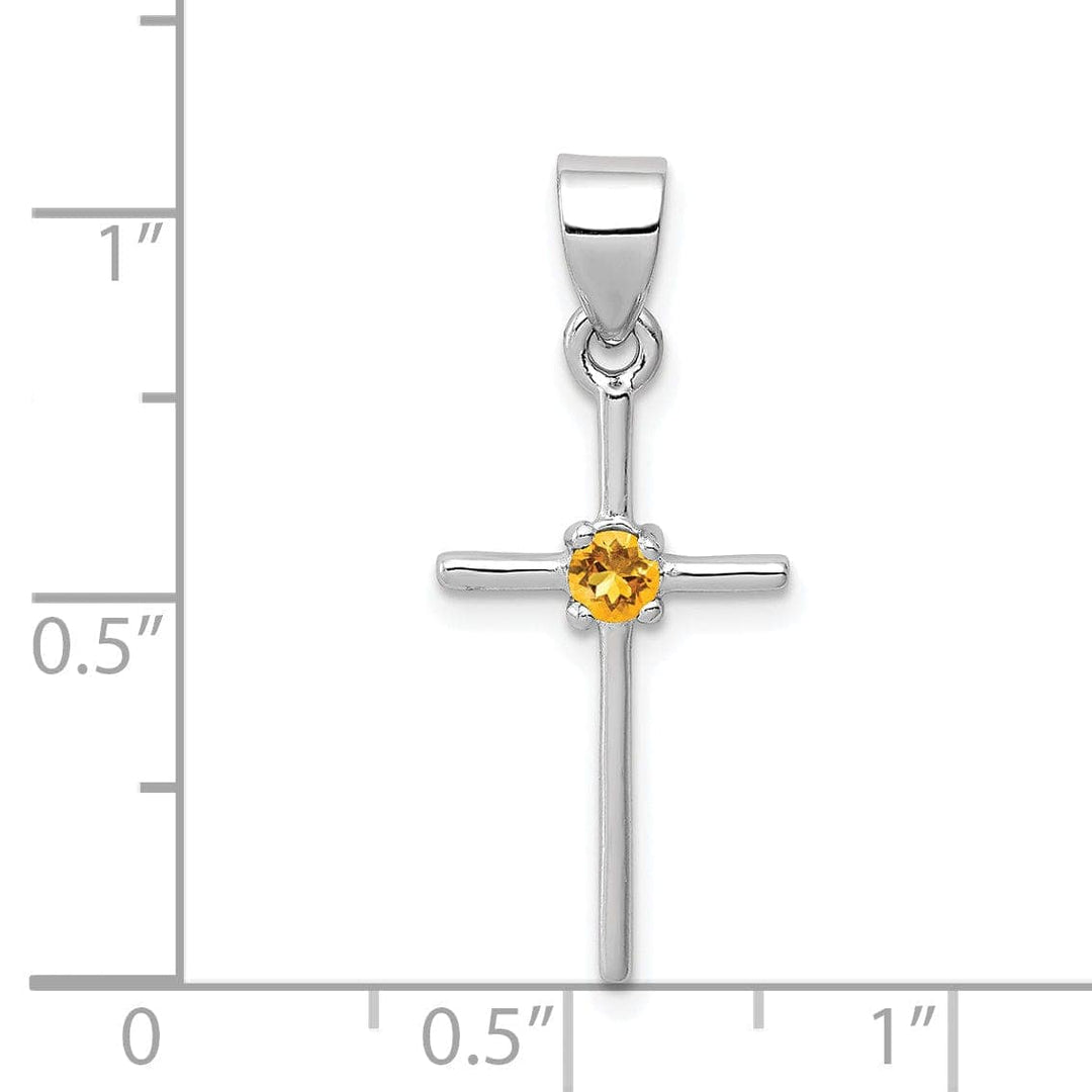 Lovely Rita's Pendants & Charms Silver Polished Finish Citrine Cross Pendant