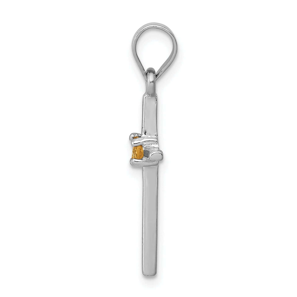 Lovely Rita's Pendants & Charms Silver Polished Finish Citrine Cross Pendant