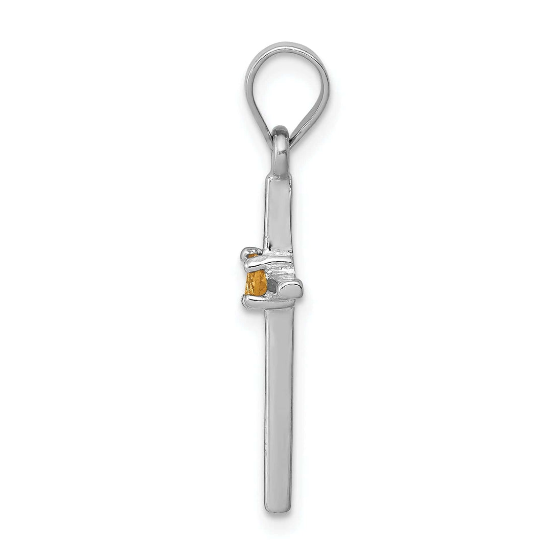 Lovely Rita's Pendants & Charms Silver Polished Finish Citrine Cross Pendant