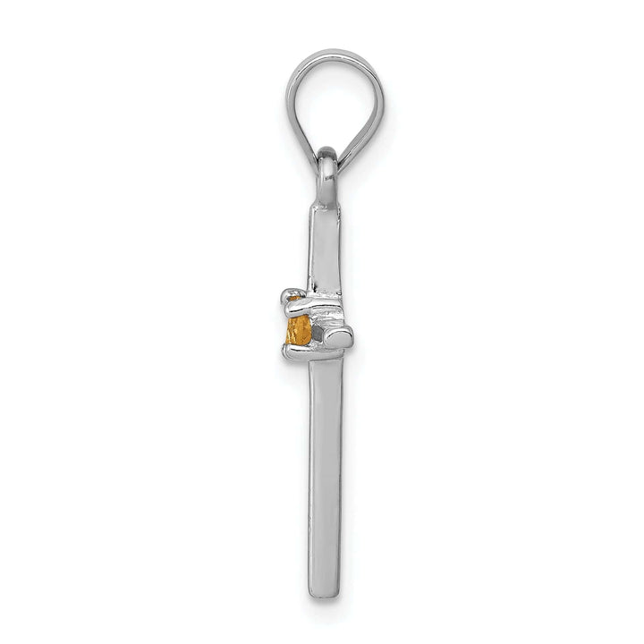 Lovely Rita's Pendants & Charms Silver Polished Finish Citrine Cross Pendant