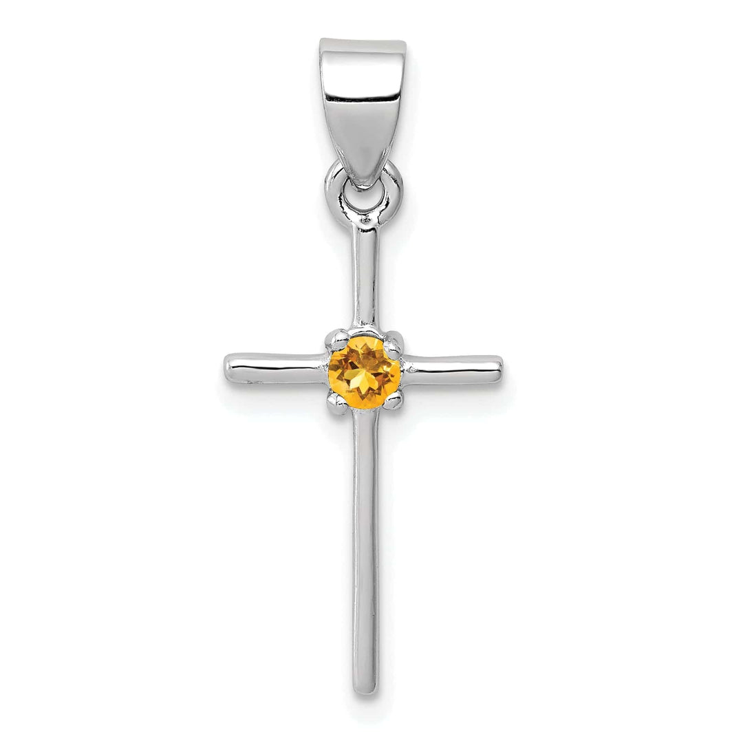 Lovely Rita's Pendants & Charms Silver Polished Finish Citrine Cross Pendant