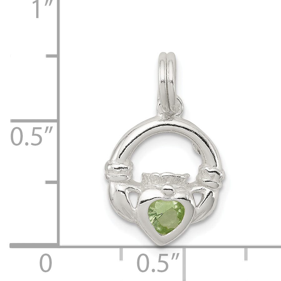 Lovely Rita's Pendants & Charms Silver Polished Finish Claddagh Green C.Z Charm