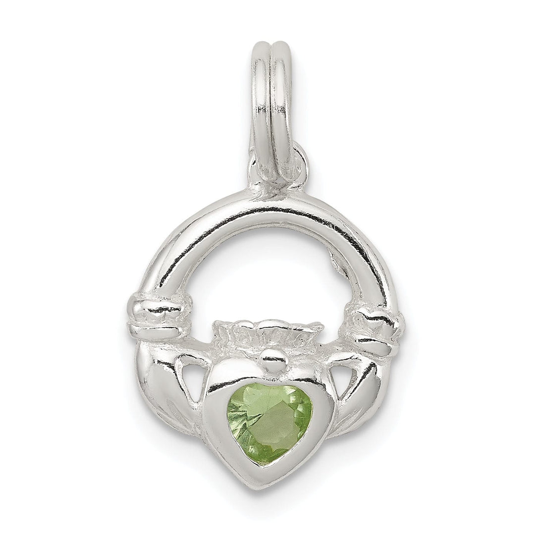 Lovely Rita's Pendants & Charms Silver Polished Finish Claddagh Green C.Z Charm