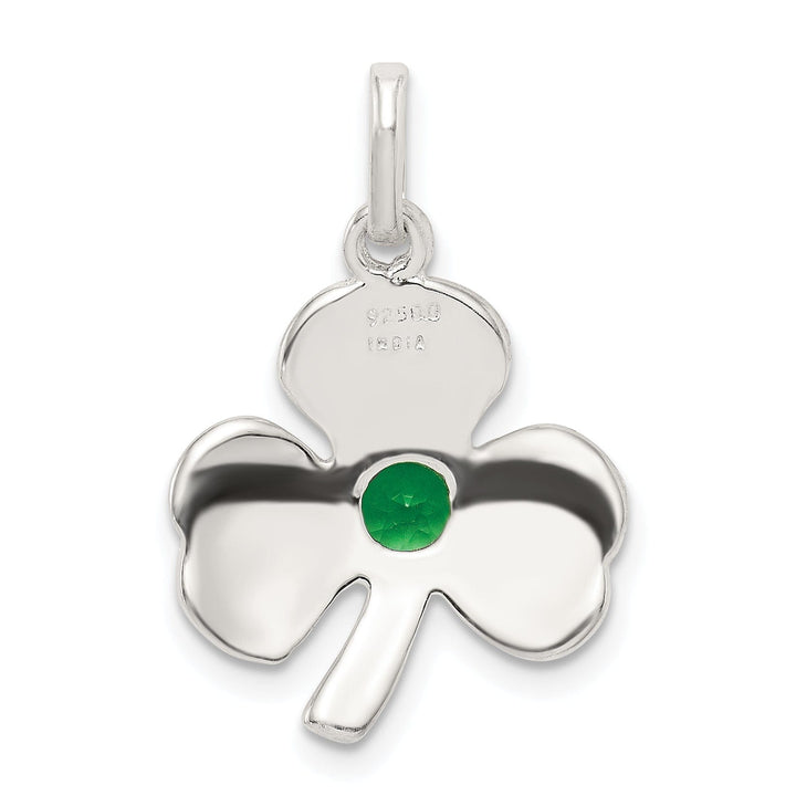 Lovely Rita's Pendants & Charms Silver Polished Finish Clover Green Glass Charm
