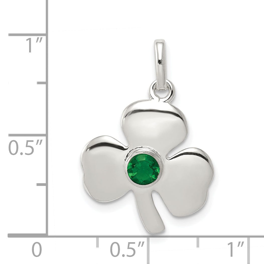 Lovely Rita's Pendants & Charms Silver Polished Finish Clover Green Glass Charm