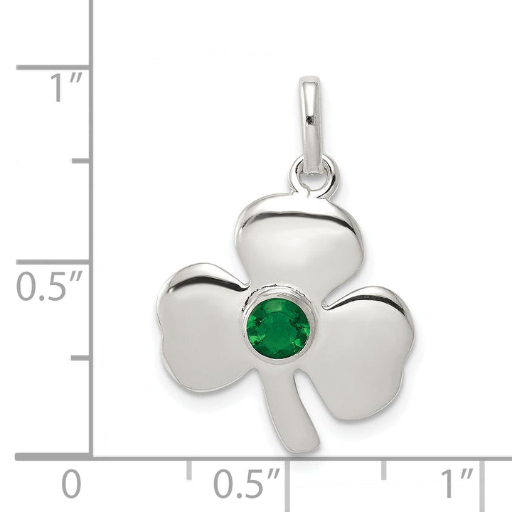 Lovely Rita's Pendants & Charms Silver Polished Finish Clover Green Glass Charm
