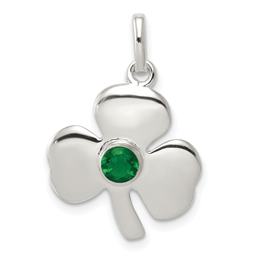 Lovely Rita's Pendants & Charms Silver Polished Finish Clover Green Glass Charm