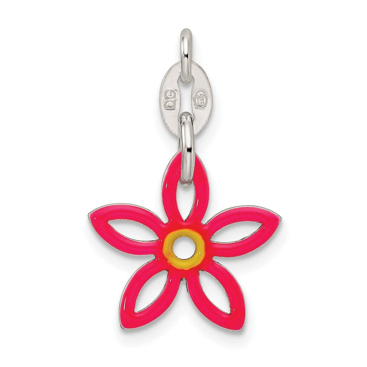 Lovely Rita's Pendants & Charms Silver Polished Finish Flower Enameled Charm