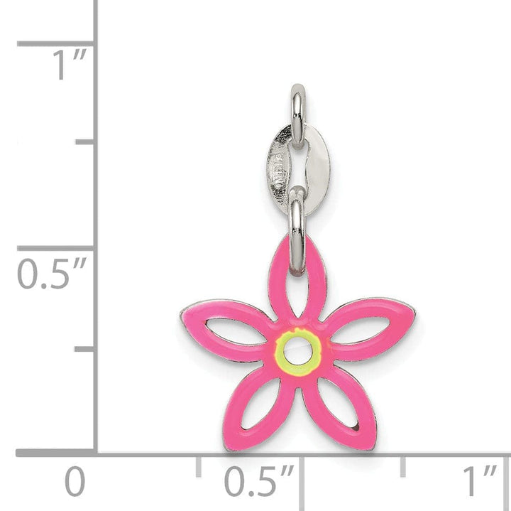 Lovely Rita's Pendants & Charms Silver Polished Finish Flower Enameled Charm