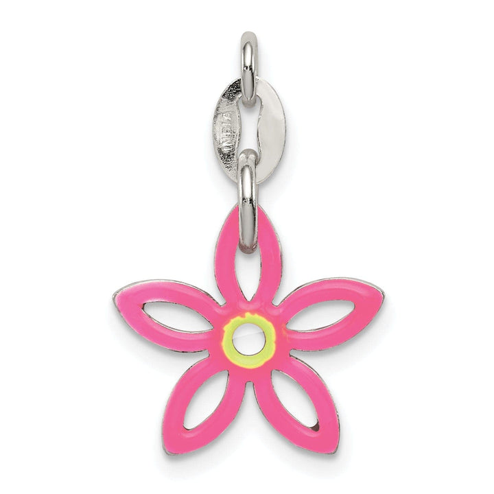 Lovely Rita's Pendants & Charms Silver Polished Finish Flower Enameled Charm