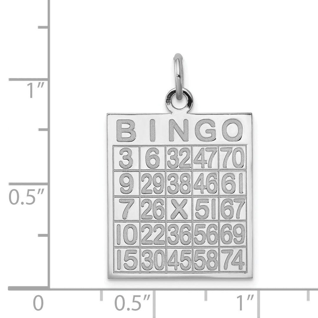 Lovely Rita's Pendants & Charms Silver Polished Finish Stamped Bingo Card Charm