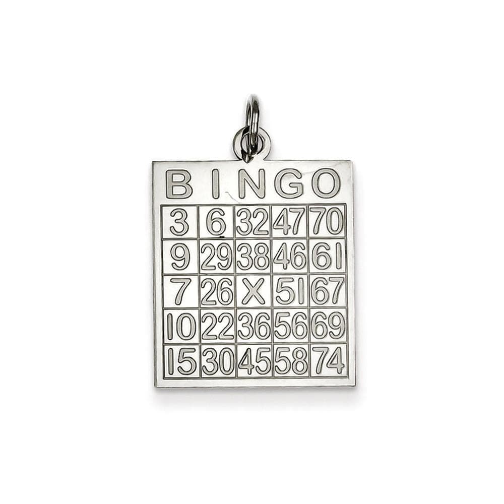 Lovely Rita's Pendants & Charms Silver Polished Finish Stamped Bingo Card Charm