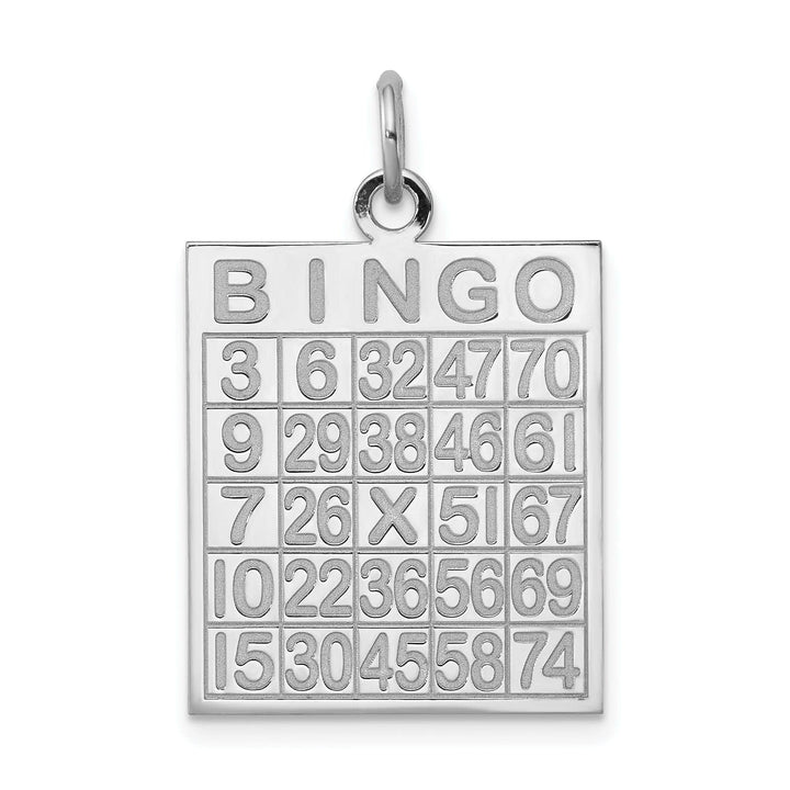 Lovely Rita's Pendants & Charms Silver Polished Finish Stamped Bingo Card Charm