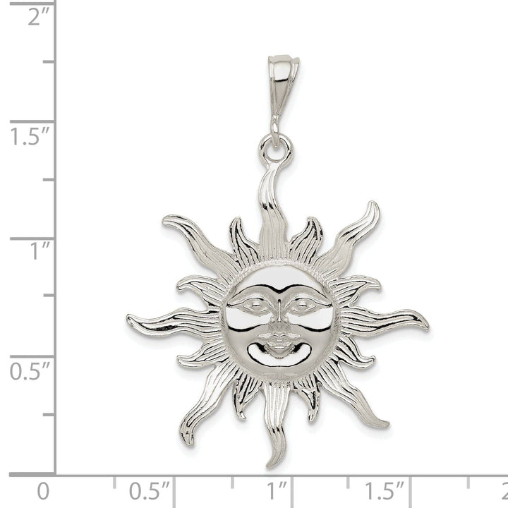 Lovely Rita's Pendants & Charms Silver Polished Finish Sun Charm Pendant