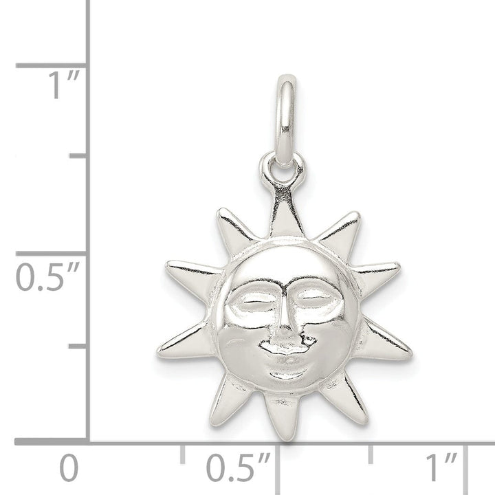 Lovely Rita's Pendants & Charms Silver Polished Finish Sun Charm Pendant