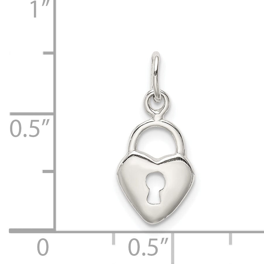 Lovely Rita's Pendants & Charms Silver Polished Heart Lock Design Pendant