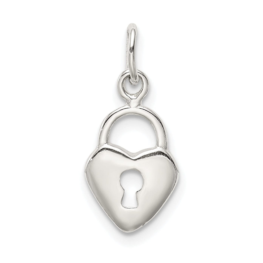 Lovely Rita's Pendants & Charms Silver Polished Heart Lock Design Pendant