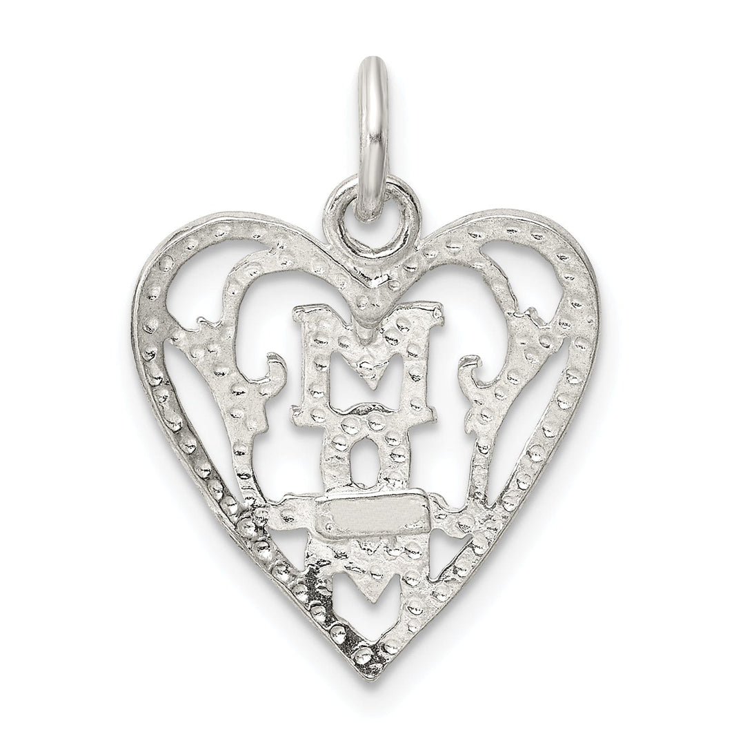 Lovely Rita's Pendants & Charms Silver Polished Mom in Heart Charm Pendant
