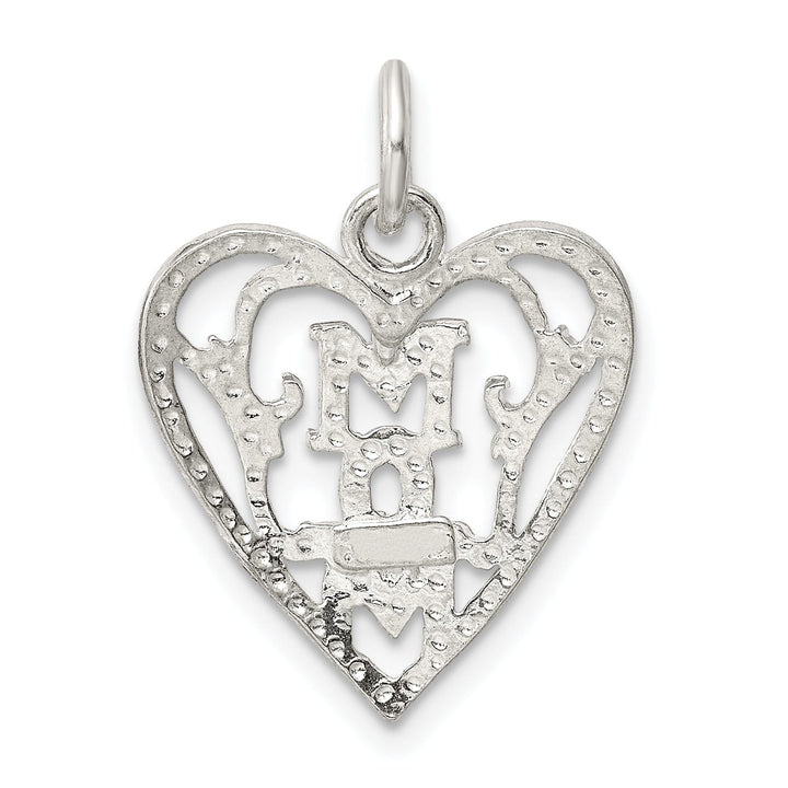Lovely Rita's Pendants & Charms Silver Polished Mom in Heart Charm Pendant