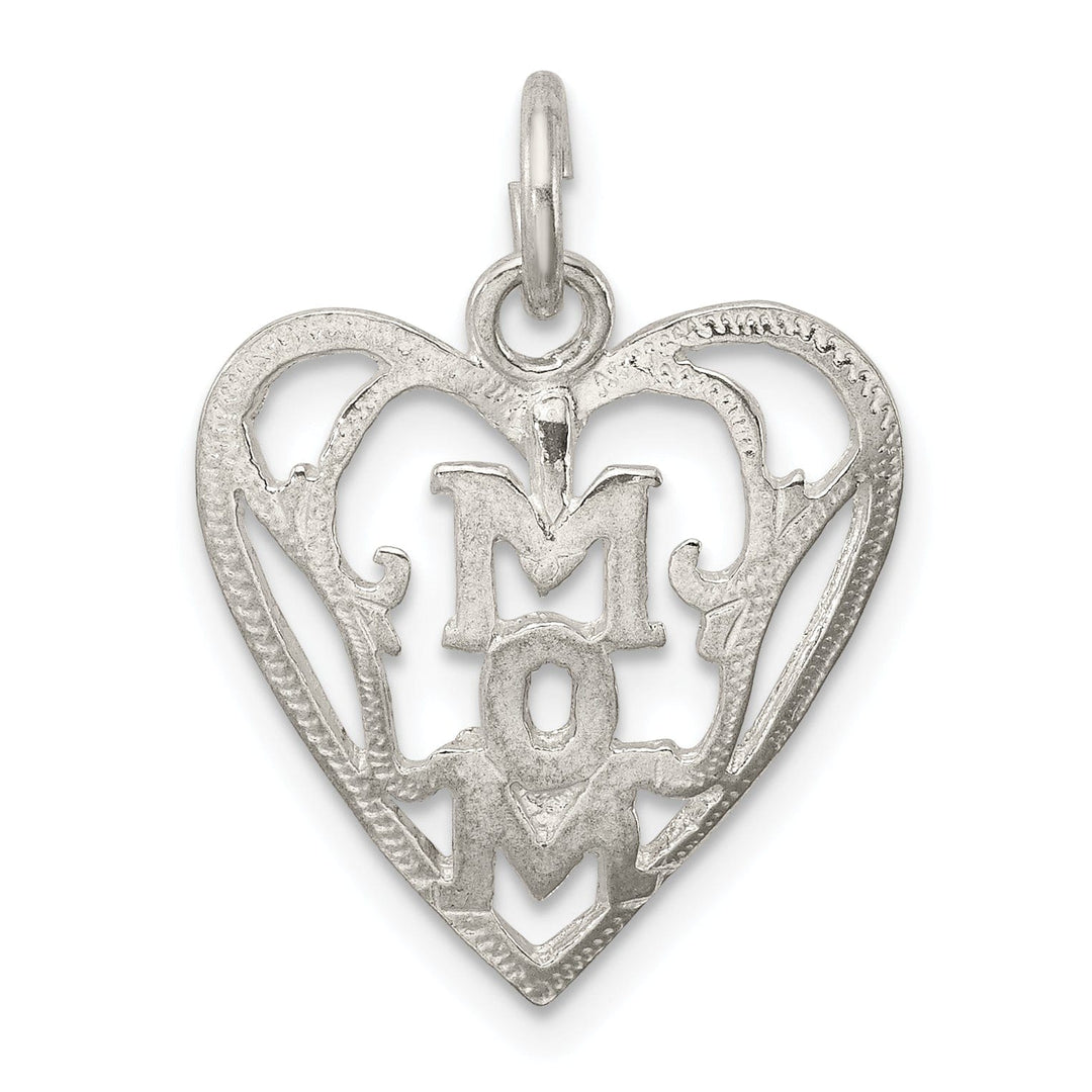 Lovely Rita's Pendants & Charms Silver Polished Mom in Heart Charm Pendant