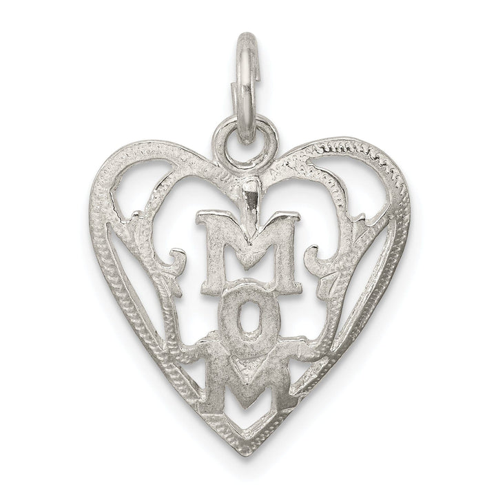 Lovely Rita's Pendants & Charms Silver Polished Mom in Heart Charm Pendant
