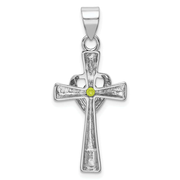 Lovely Rita's Pendants & Charms Silver Polished Peridot Heart Cross Pendant