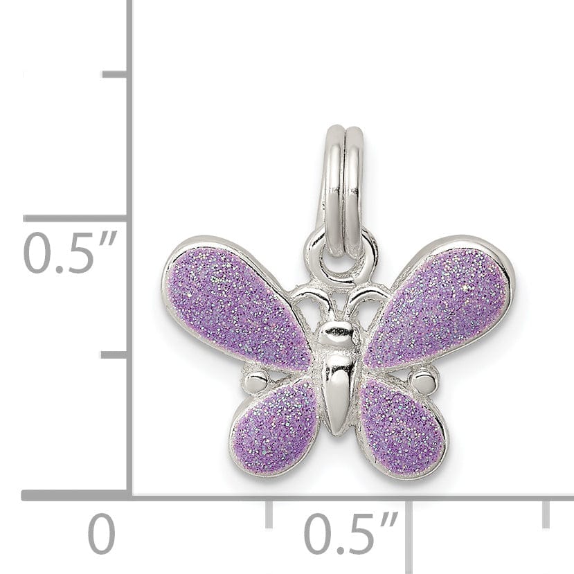 Lovely Rita's Pendants & Charms Silver Polished Purple Enamel Butterfly Charm