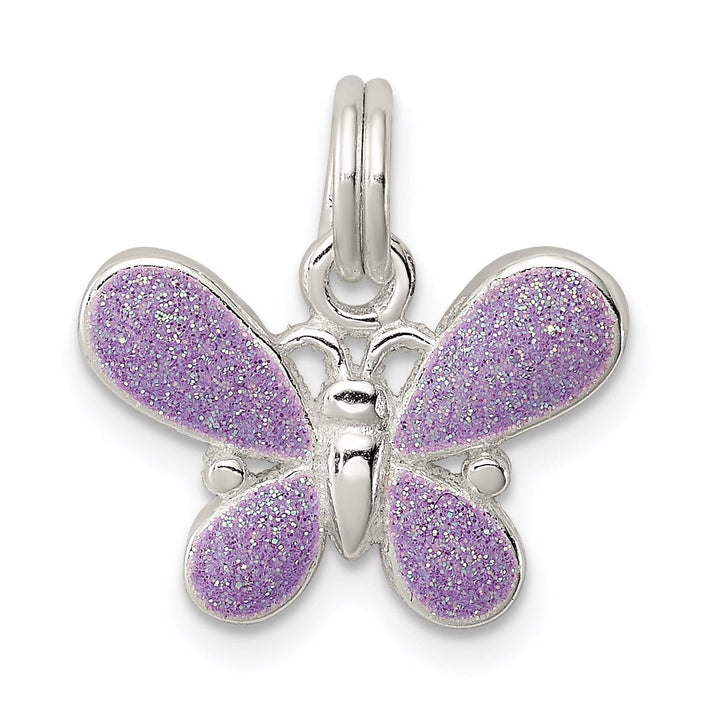Lovely Rita's Pendants & Charms Silver Polished Purple Enamel Butterfly Charm