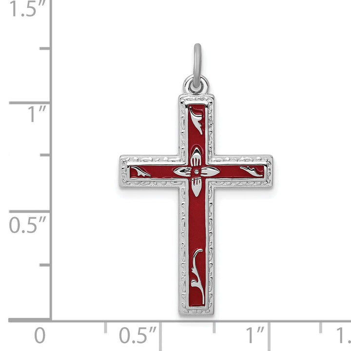 Lovely Rita's Pendants & Charms Silver Polished Red Enamel Latin Cross Pendant