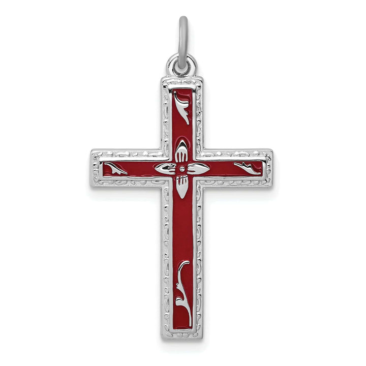 Lovely Rita's Pendants & Charms Silver Polished Red Enamel Latin Cross Pendant