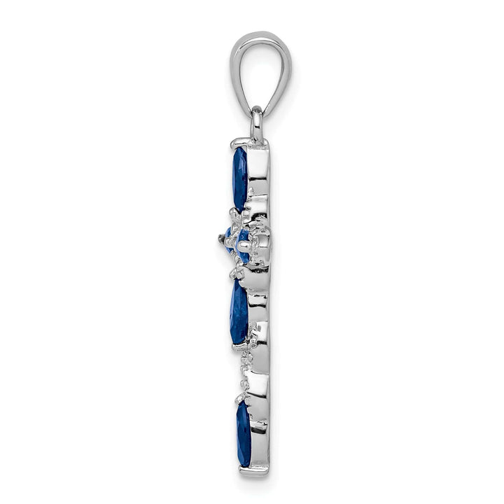 Lovely Rita's Pendants & Charms Silver Polished Sapphire Diamond Cross Pendant