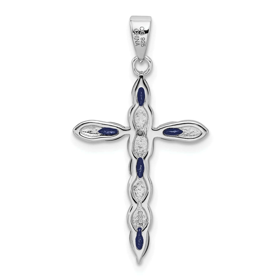 Lovely Rita's Pendants & Charms Silver Polished Sapphire Diamond Cross Pendant