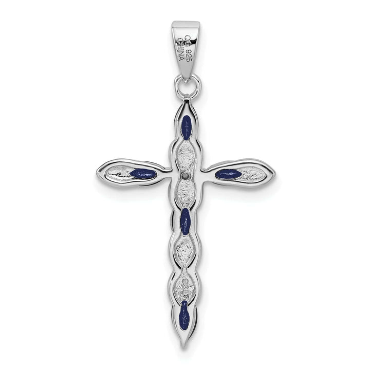 Lovely Rita's Pendants & Charms Silver Polished Sapphire Diamond Cross Pendant