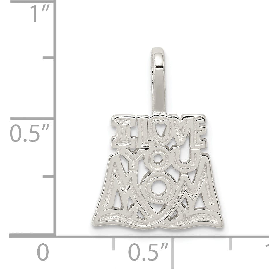 Lovely Rita's Pendants & Charms Silver Polished Satin I Love You Mom Pendant