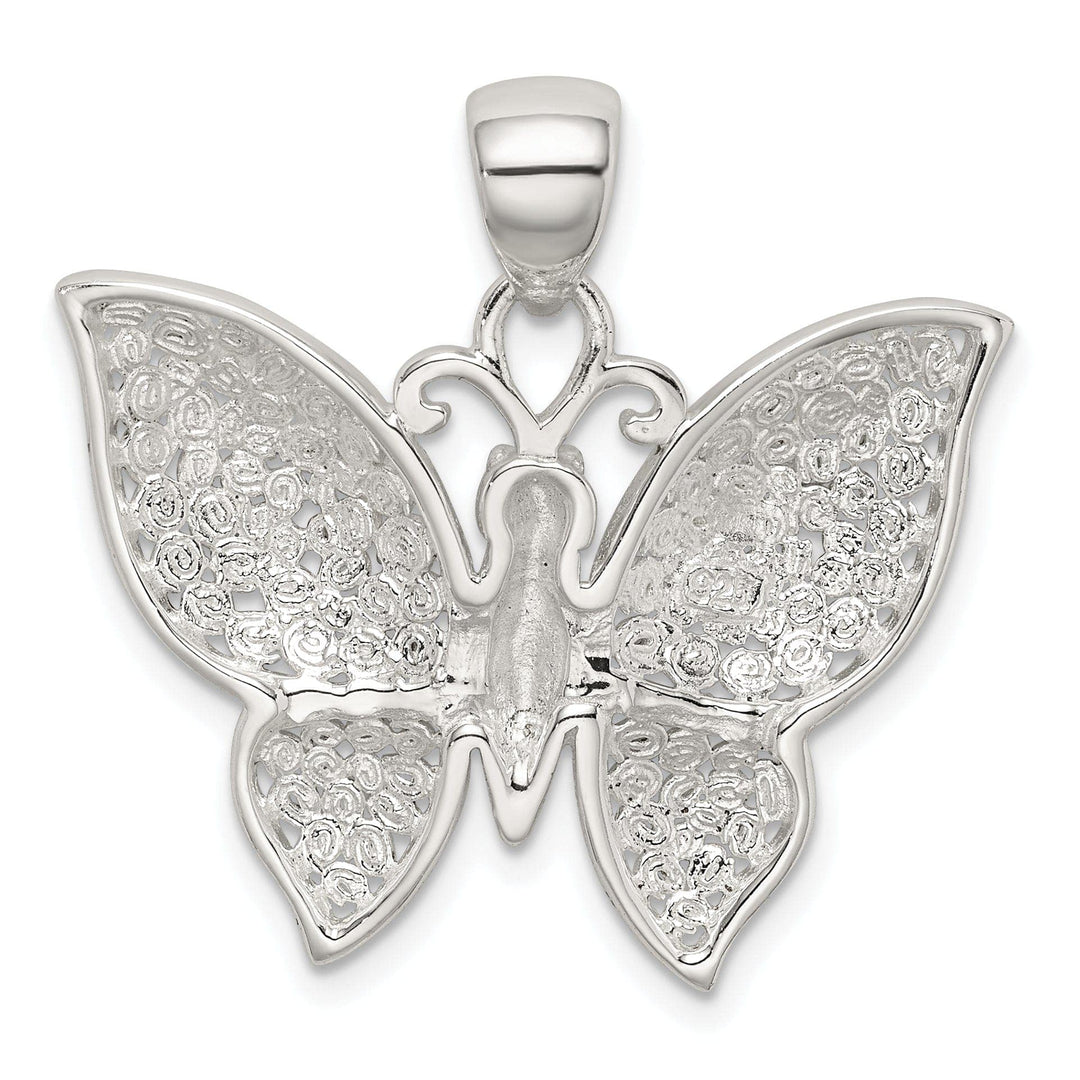 Lovely Rita's Pendants & Charms Silver Polished Textured Butterfly Pendant