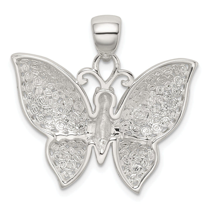 Lovely Rita's Pendants & Charms Silver Polished Textured Butterfly Pendant