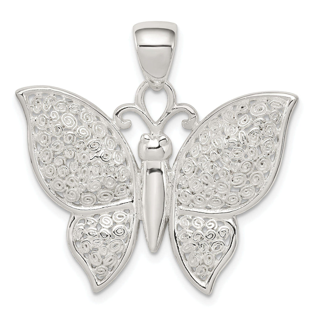 Lovely Rita's Pendants & Charms Silver Polished Textured Butterfly Pendant