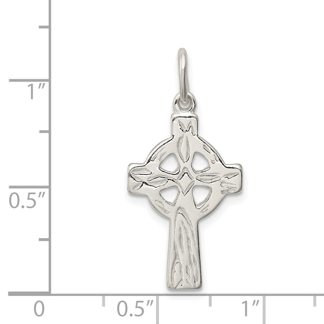 Lovely Rita's Pendants & Charms Silver Polished Textured Celtic Cross Pendant